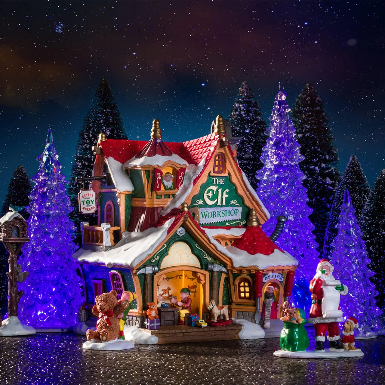 Lemax 3 Color Crystal Lighted Tree - 4 Piece Set 5 Lemax 3 Color Crystal Lighted Tree - 4 Piece Set - Image 3