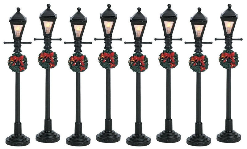 Lemax Village Gas Lantern Street Lamp - Set Of 8 3 Lemax Village Gas Lantern Street Lamp - Set Of 8