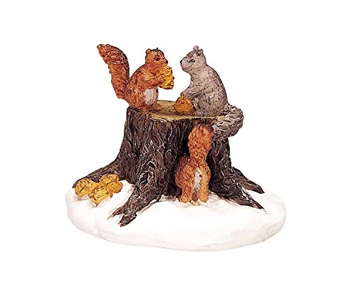 Lemax Chipmunks On Tree Stump Figurine 3 Lemax Chipmunks On Tree Stump Figurine