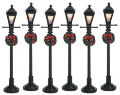Lemax Village Gas Lantern Street Lamp - Set Of 6